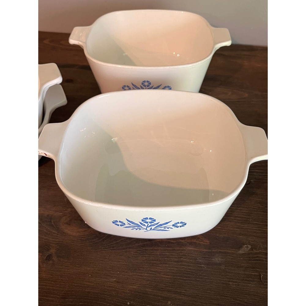 Lot of 4 Corning Ware Cornflower Blue White Baking Dishes - Picture 4 of 11